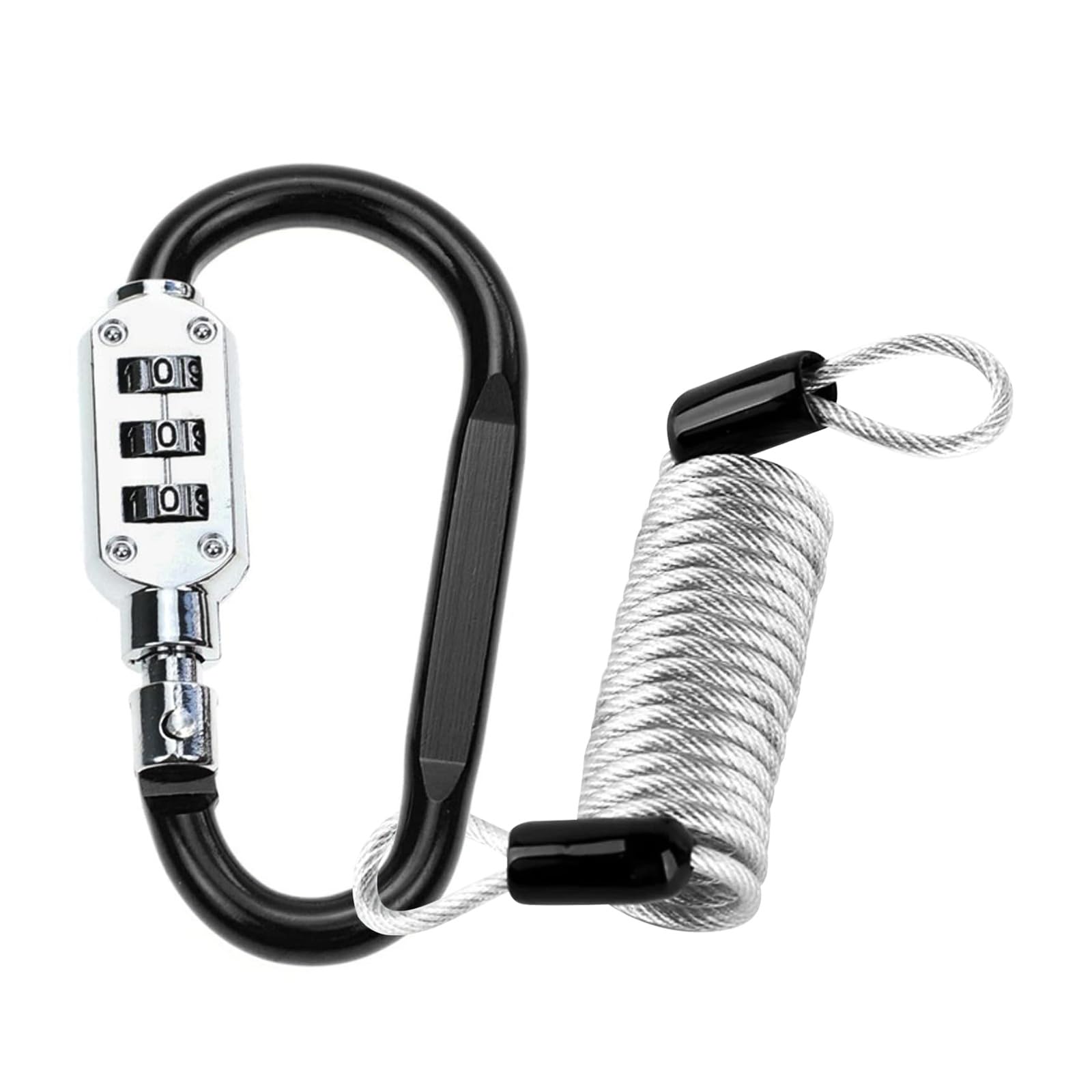 Avejjbaey Carabiner Clip and Combination Lock Heavy Duty Combo Lock Anti-Theft Carabiner Air Key Chain D Ring Hook