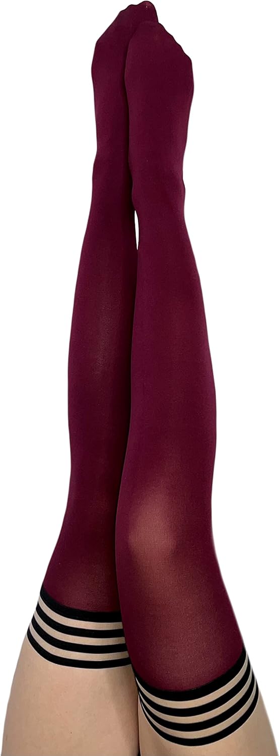 Kix'ies Thigh Highs | Thigh High Womens Stockings with No Slip Grip Stay Ups Thigh Bands | Womens Thigh High Stockings |Sexy Thigh High Stockings & Lingerie for Women(Heather Cranberry Opaque | 1341B)