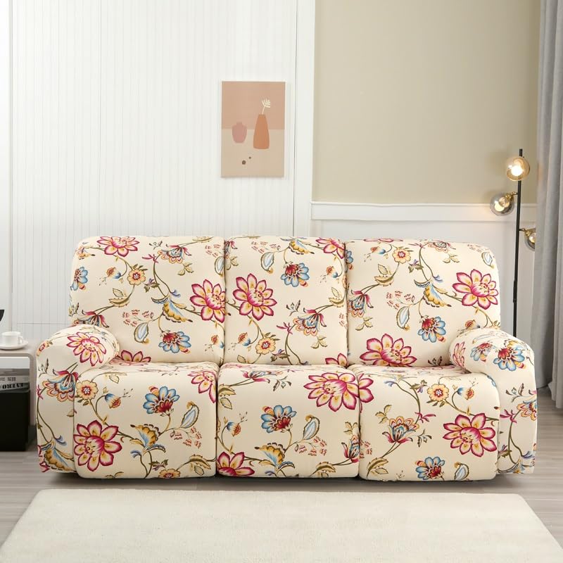 Copripoltrona Relax Reclinabile Elasticizzata, 1 2 3 posti Copridivano Poltrona Relax Antiscivolo Copertura Fodera per Poltrona Reclinabile con Tasca Sofa Protettore ( Color : #6 , Size : 3 seat (8pcs