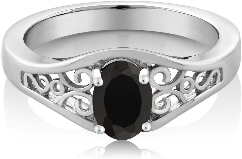 Gem Stone King Oval Solitaire Ring for Women | 925 Sterling Silver | Gemstone Birthstone | Oval 7X5MM | Wedding Engagement Anniversary Promise Ring | Available In Size 5, 6, 7, 8, 9