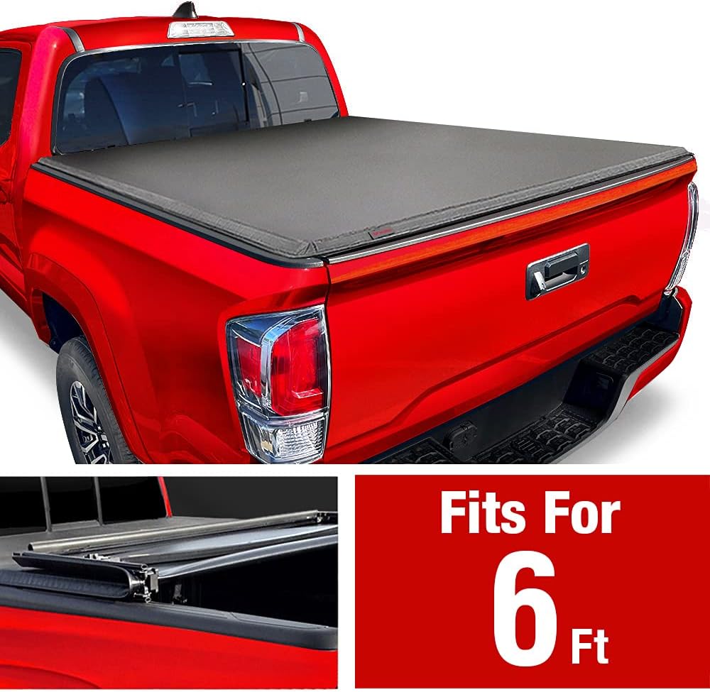 MaxMate Soft Quad-fold Truck Bed Tonneau Cover Compatible with 2005-2015 Toyota Tacoma | 6' (74") Bed | TCT484031