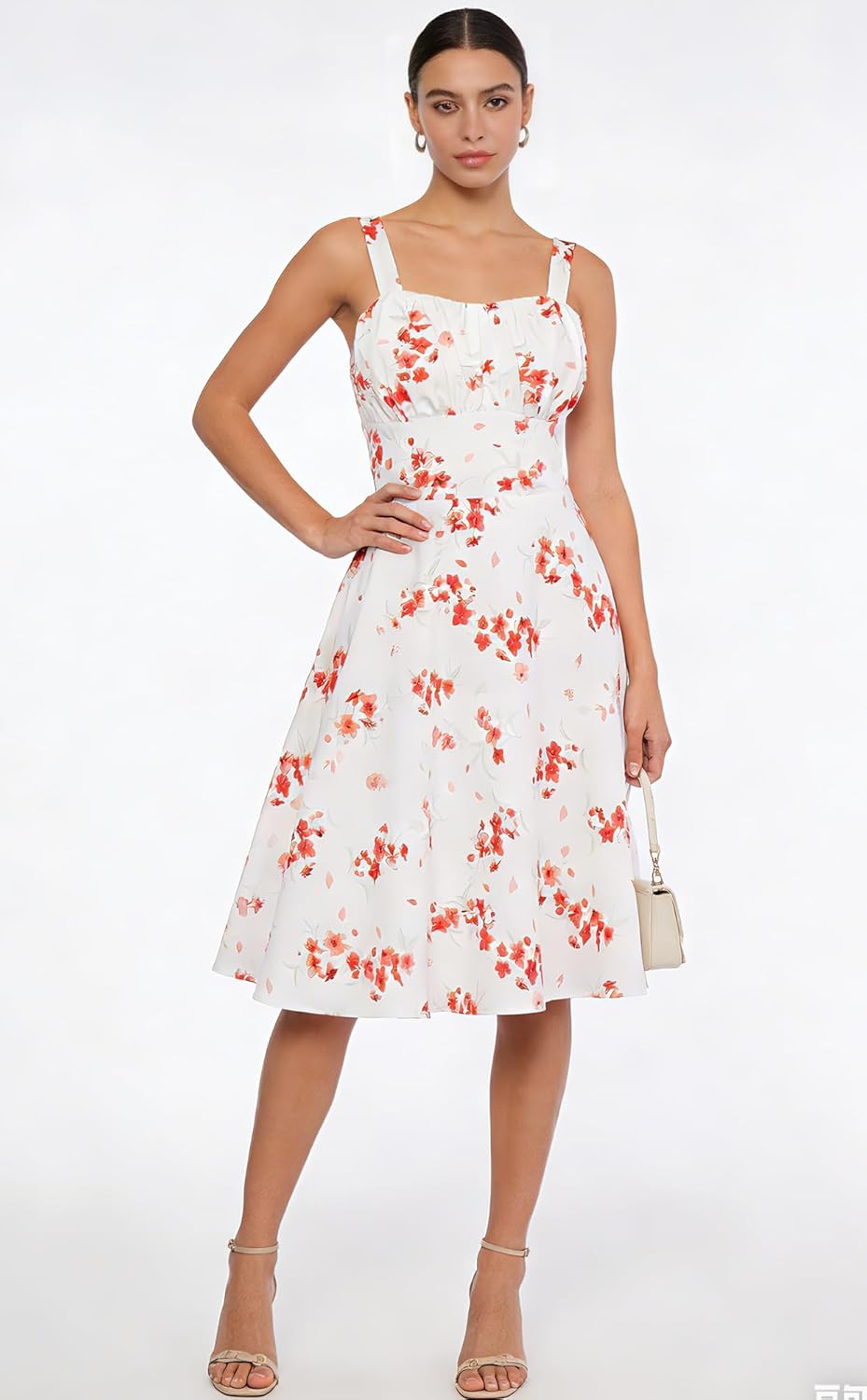 Belle Poque Vintage Floral Dress for Women 2026 Summer A-line Sleeveless Flowy Midi Elegant Wedding Guest Cocktail Dress - Image 2