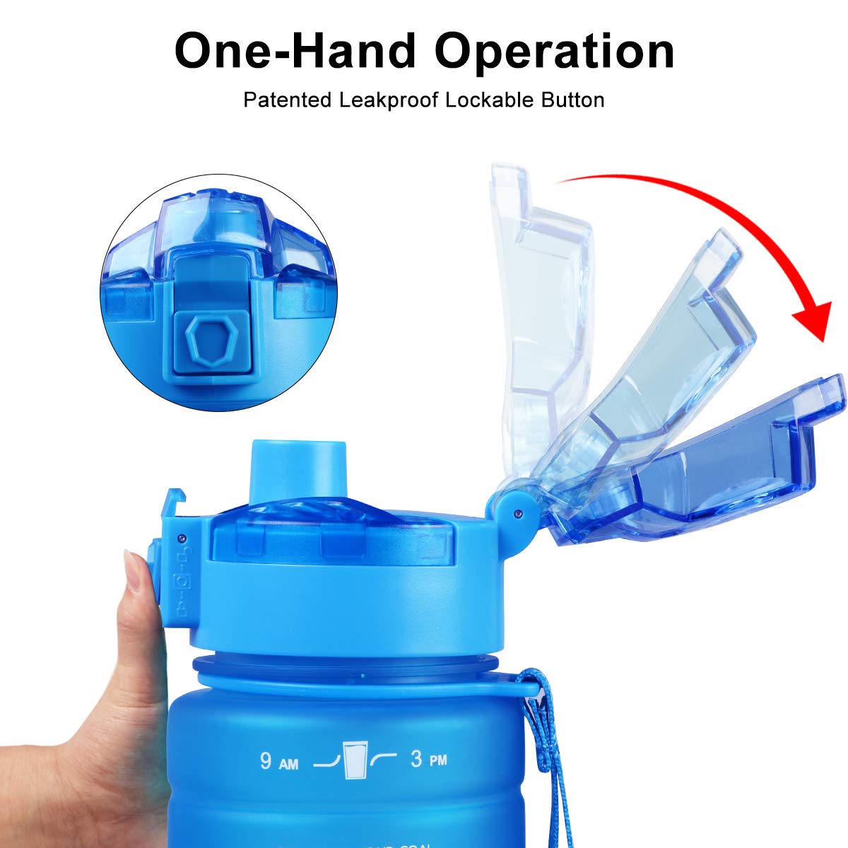 ZOUNICH Sports Bottle, BPA-Free Reusable Plastic Water Bottle, 500 ml / 700 ml / 1000 ml / 1500 ml Leakproof Water Bottle for Children and Adults, Suitable for Hiking, School, Office, Outdoor, Fitness