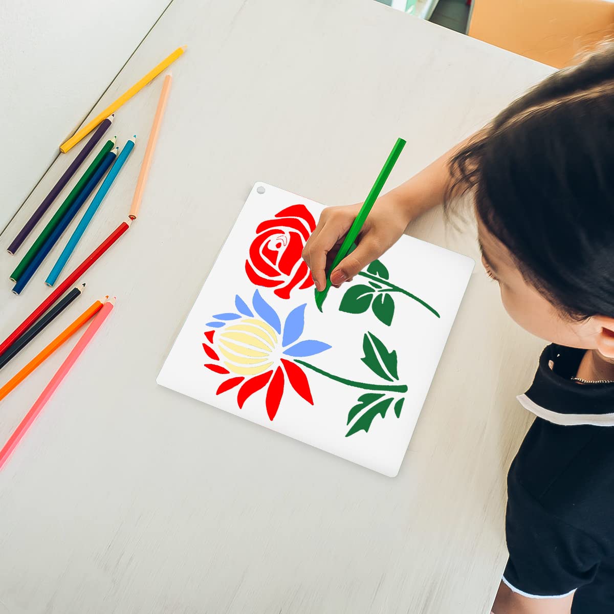 20 Pochoirs Fleurs Sauvages Réutilisables - 12,7x12,7cm - Pour Peinture, Déco, Scrapbooking - Plastique PET