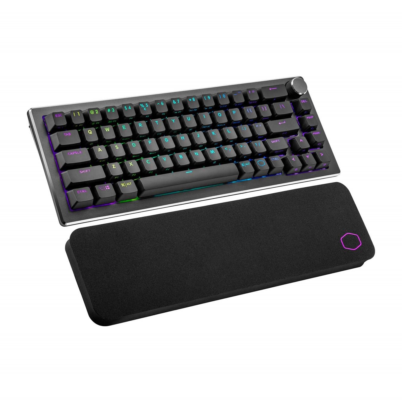 Cooler Master CK721 Mechanical Gaming Keyboard - Compact 65% Layout, TTC Mechanical Switches, Per-Key RGB Backlighting, Hybrid Wireless Technology, Precision Dial - Space Grey, UK Layout