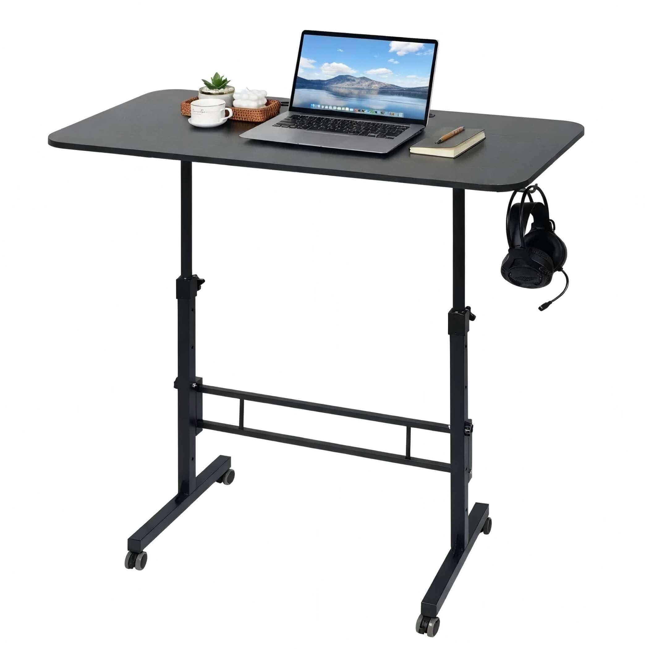 ADQZYWT Adjustable Standing Desk with Wheels, Portable Rolling Walking Pad Desk, Small Laptop Table for Home Office, Sit Stand Up Workstation, Size