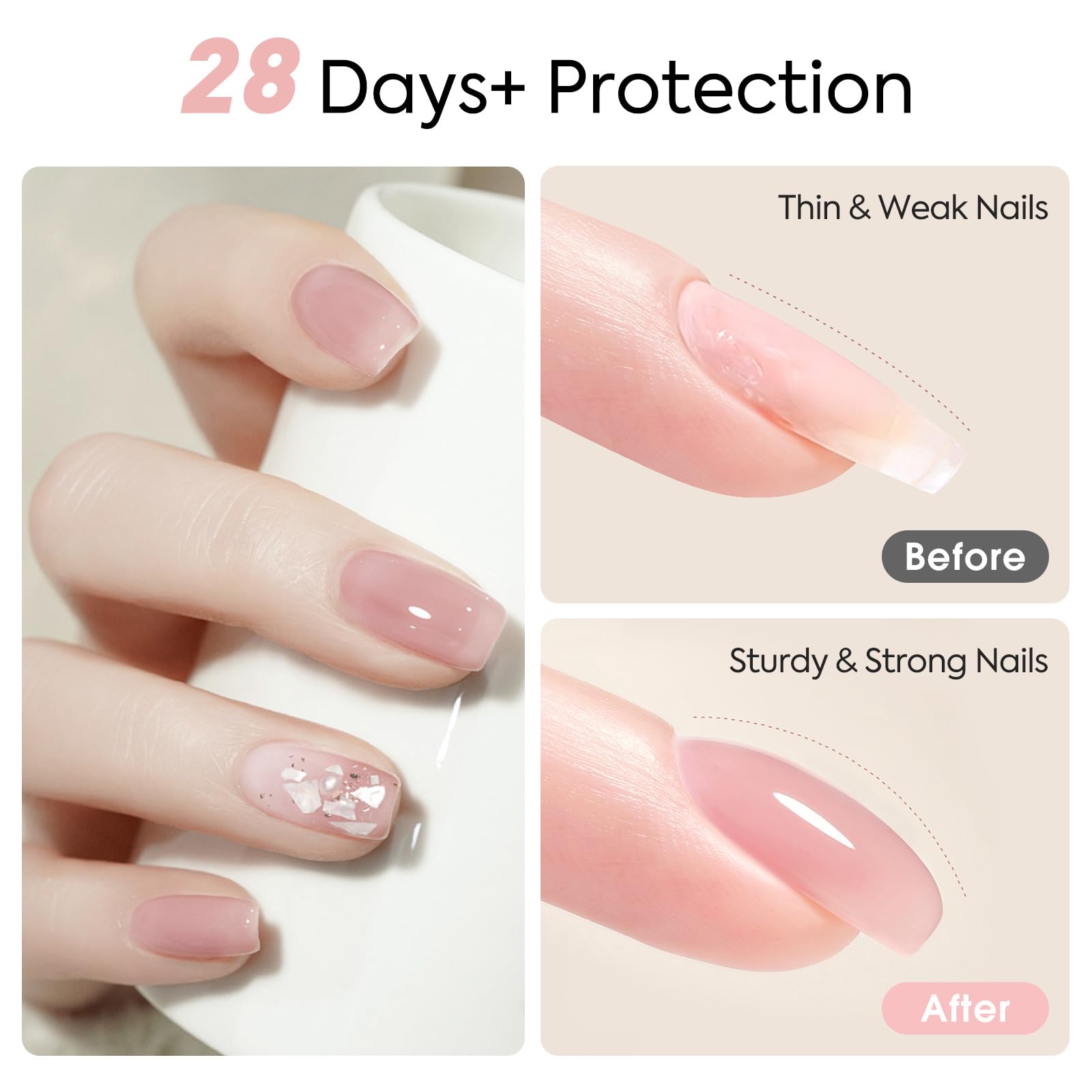 CANNI Gel Construction Ongle UV Quick Builder Gel natur couleur Rose doux Soft Pink Vernis Gel UV Semi Permanent pour Réparation de Manucure Kit Manucure Nail Extension