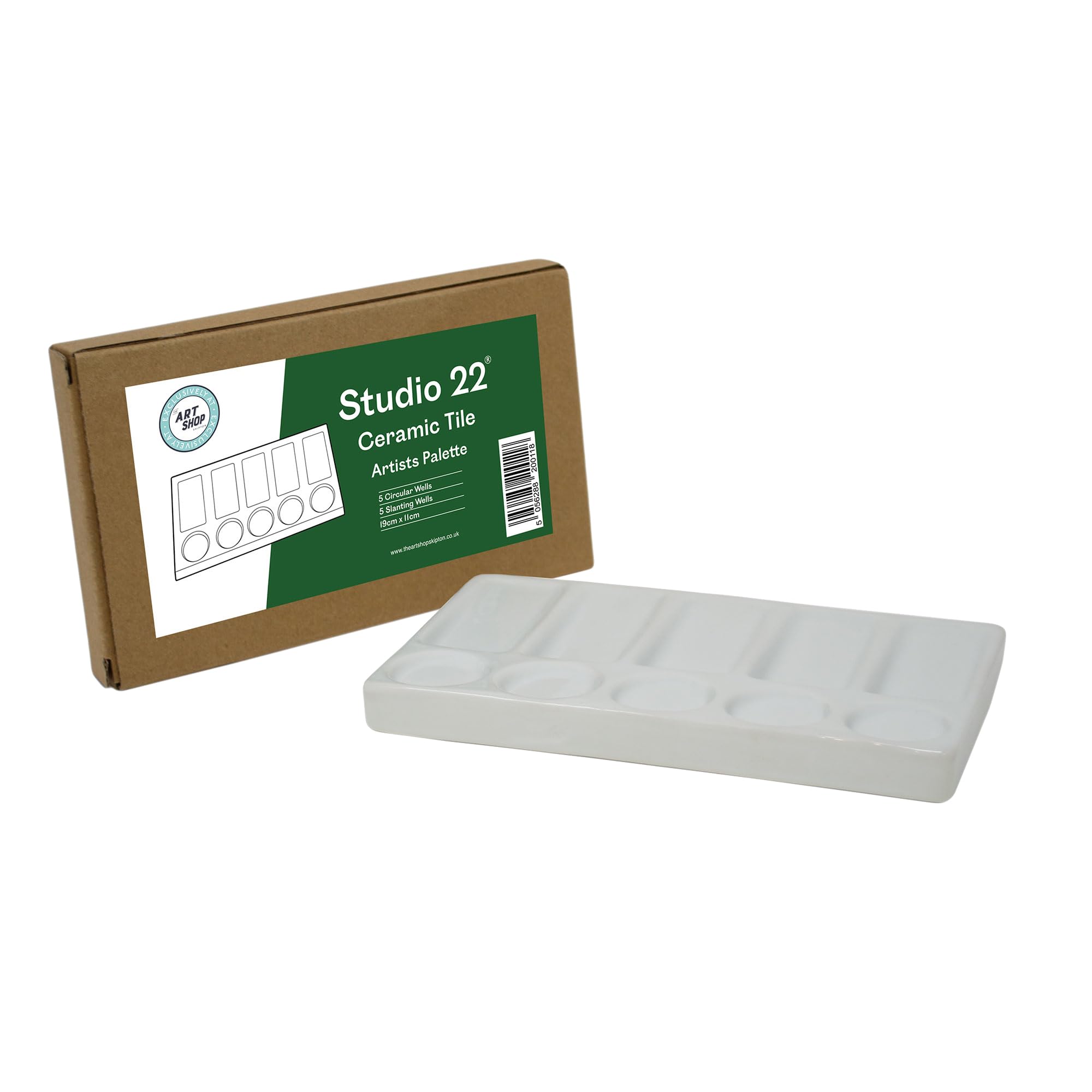 Studio 22 White Ceramic Paint Palette With 5 Round Wells & 5 Slant Wells