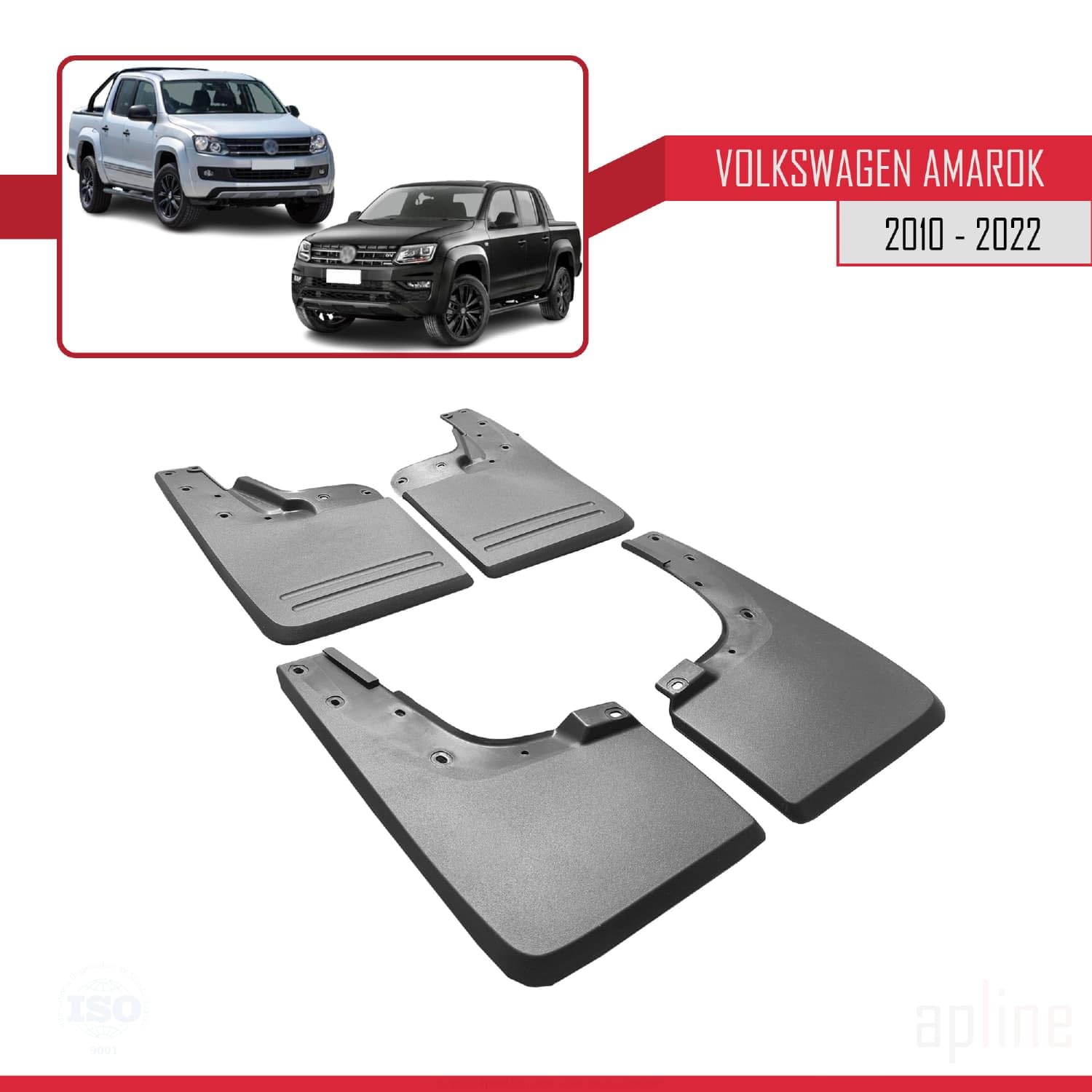 Compatibile con Volkswagen Amarok (2F) 2010-2020 Parafanghi Anteriori e Posteriori Set del Veicolo 4 Pezzi Nero