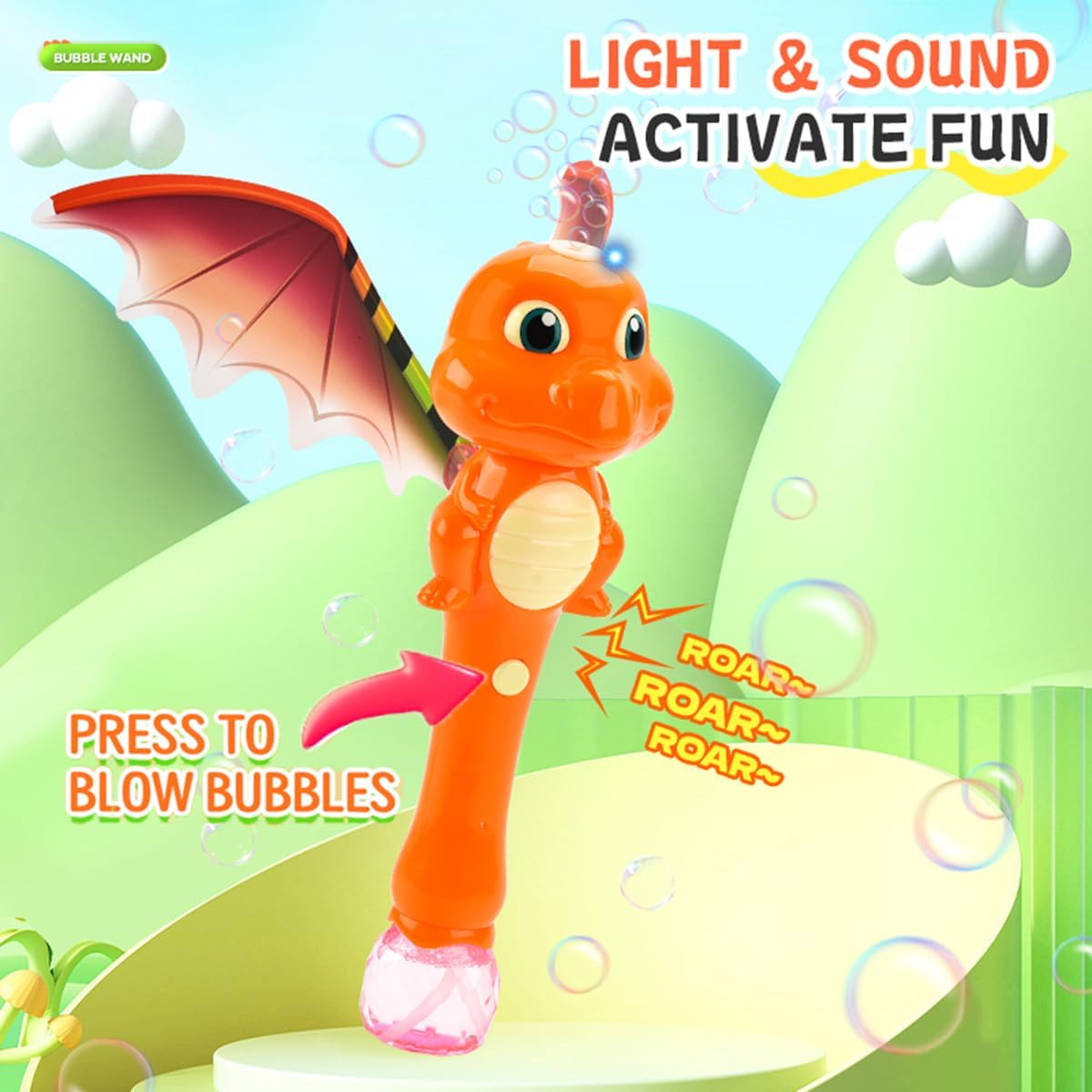 Bubble Wand Dinosaur Toys Bunny Bubble Maker Machine for Boys,Blingbrione Auto Dino Bubble Blower Green Orange Pink Cartoon Handheld Musical Light-up for 3-16 Kids Girls Children for Outdoor