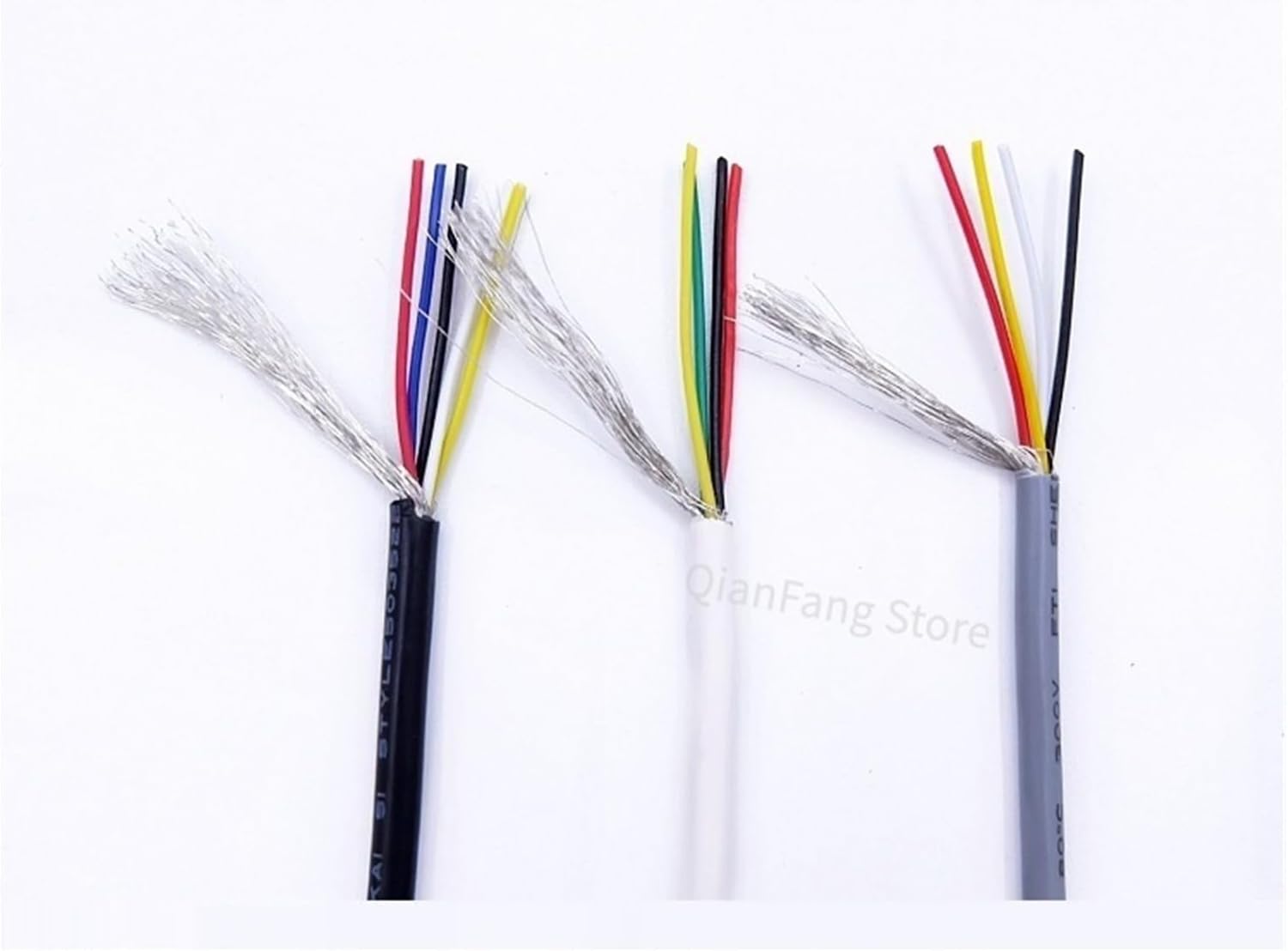 Wires and Cables Shielded Wire 28AWG Signal Cable 2 3 4 5 6 7 8 Core PVC Insulated Channel Audio Line Headphone Copper Control Shield Wires and Cables(Gray,5M_28AWG - (7CORES))