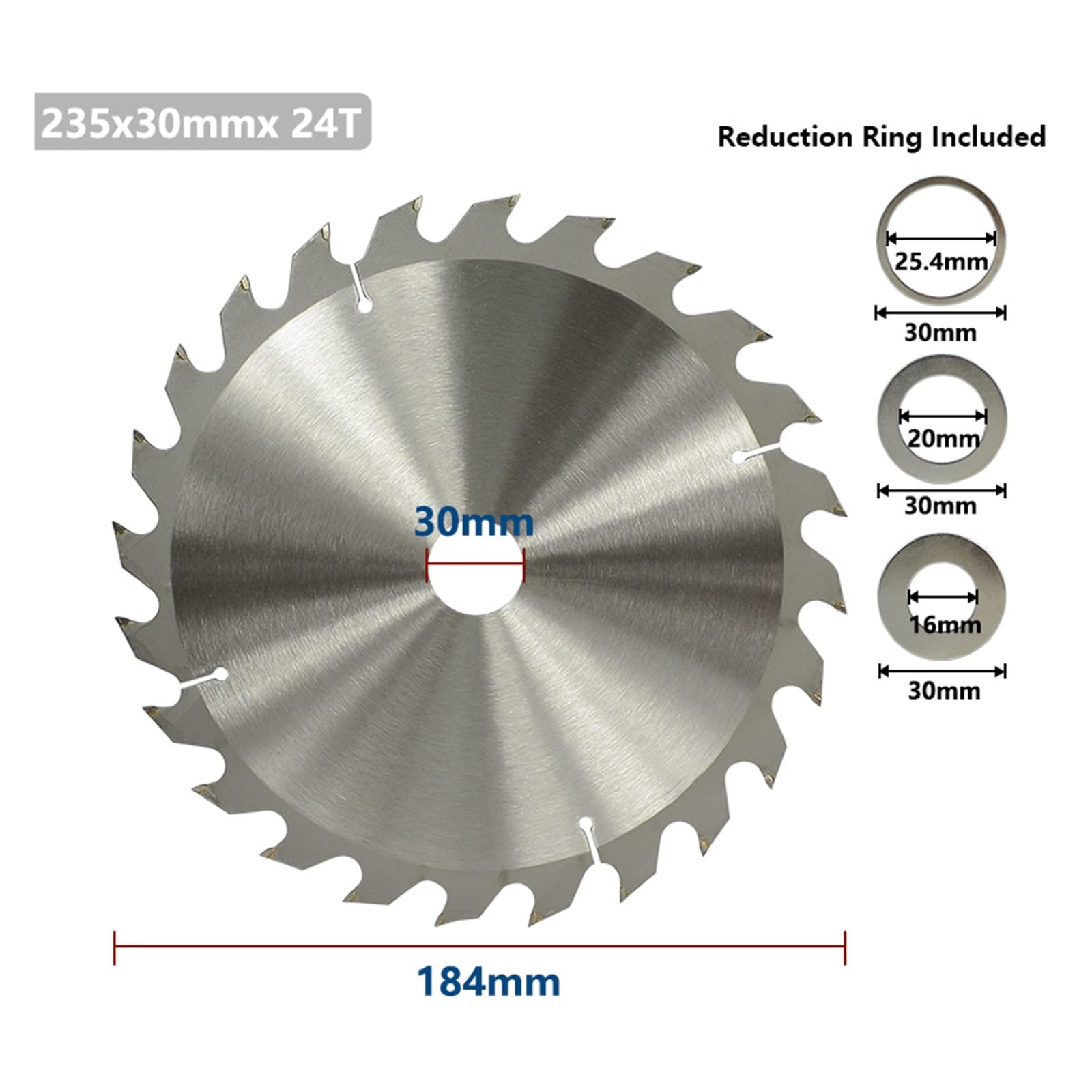 HYSOND 235x30mm Saw Blade, 24teeth 40teeth 48teeth Circular Saw Blade Woodworking Cutting Disc Carbide Saw Blade for Wood (Size : 235x30x24teeth)