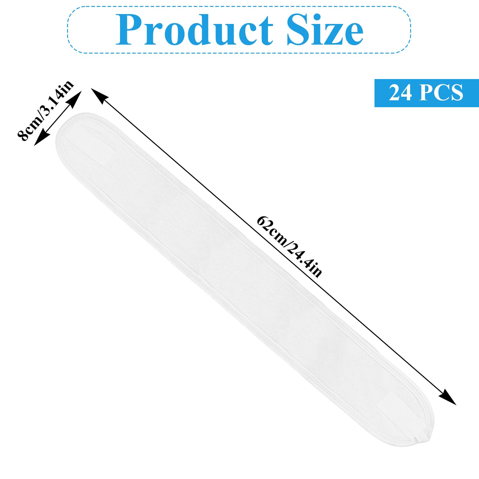 Set di 24 fasce per capelli da spa per il viso, 100% cotone di alta qualità, fasce per capelli per trattamenti viso, 61 x 8 cm, fascia regolabile per capelli, per donne, trucco e cura della pelle