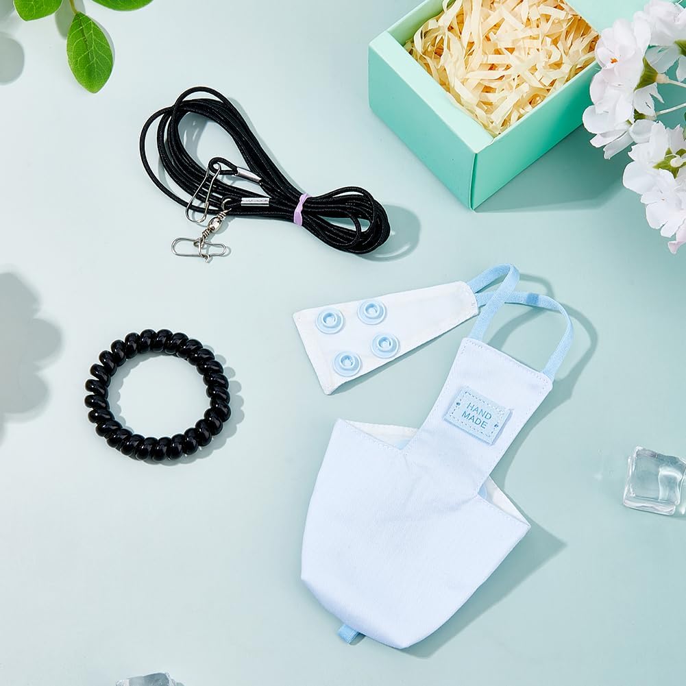 SUPERFINDINGS Snap Closure Parrot Diaper with Adjustable Leash Reusable Bird Flight Suit 2.09Inch Leash Small Parakeet Harness Small Bird Flight Suit Diaper for Indoor Outdoor Training Light Sky Blue