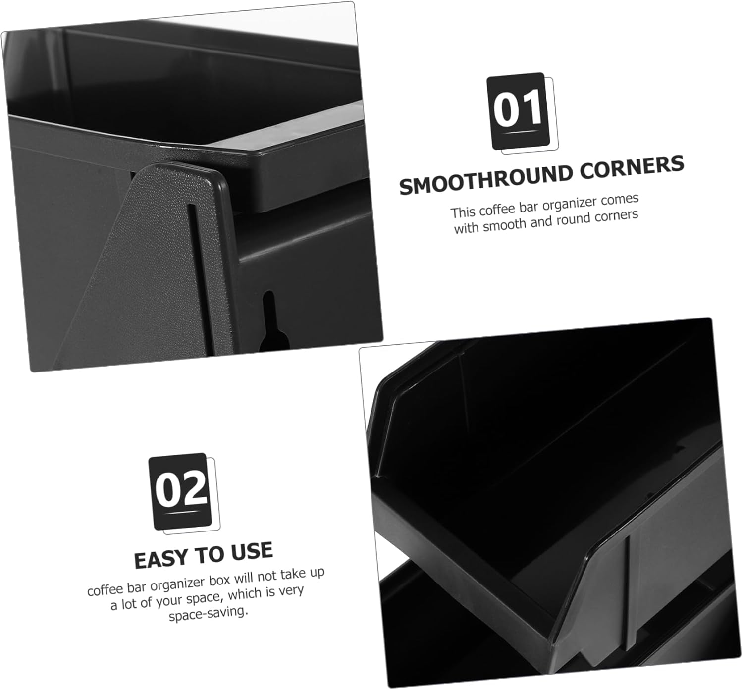 Kichvoe Coffee Station Container Plastic Organizer with Two Compartments Coffee Bar Accessory for Countertop Condiment Storage Lightweight Holder for Office and Home