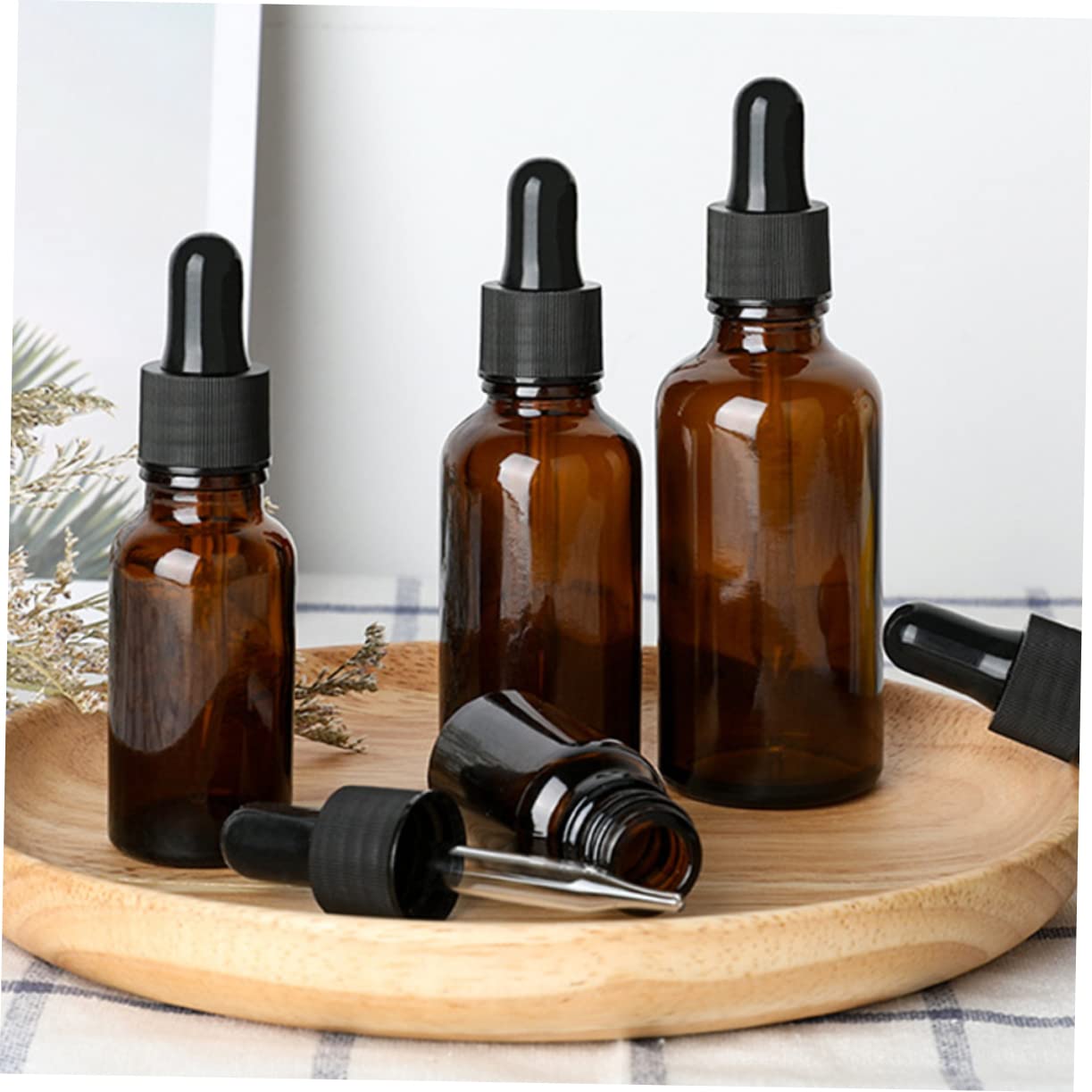 Healeved 12 Stück 30 Ml Braunglas Tropfflaschen für Ätherische Öle Nachfüllbar Silikonpipette Transparent Reiseaccessoires Wiederverwendbar
