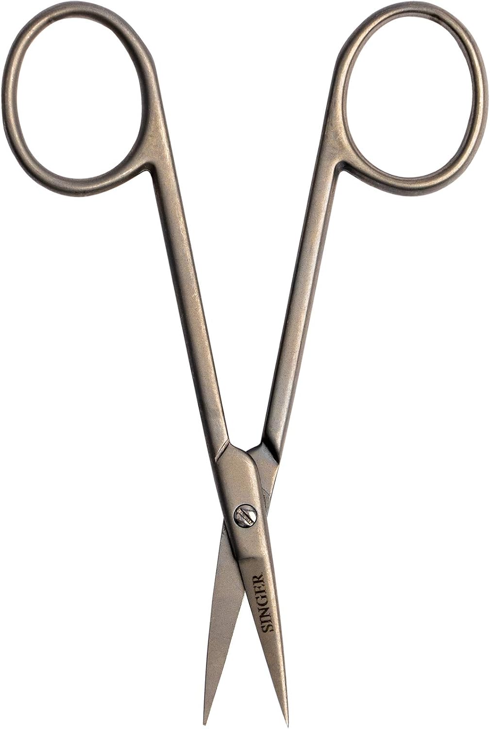 SINGER 4 Inch Forged Embroidery Scissors with Curved Tip for Sewing, Cross-Stiching, Crafts, & More (Titanium Coated, 1-Pack)