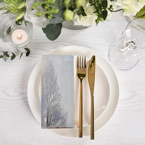 Miniatura 5 de Juego de 6 servilletas de tela de árbol con escena de nieve de invierno, lavables, reutilizables, servilletas decorativas para el hogar, fiestas,