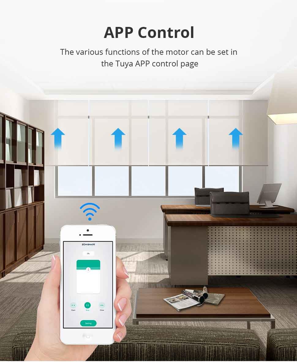WlFi - Motore elettrico tubolare per tende a rullo ricaricabile, con telecomando/app/controllo vocale, per tubi da 17/25/28 mm (solo motore)
