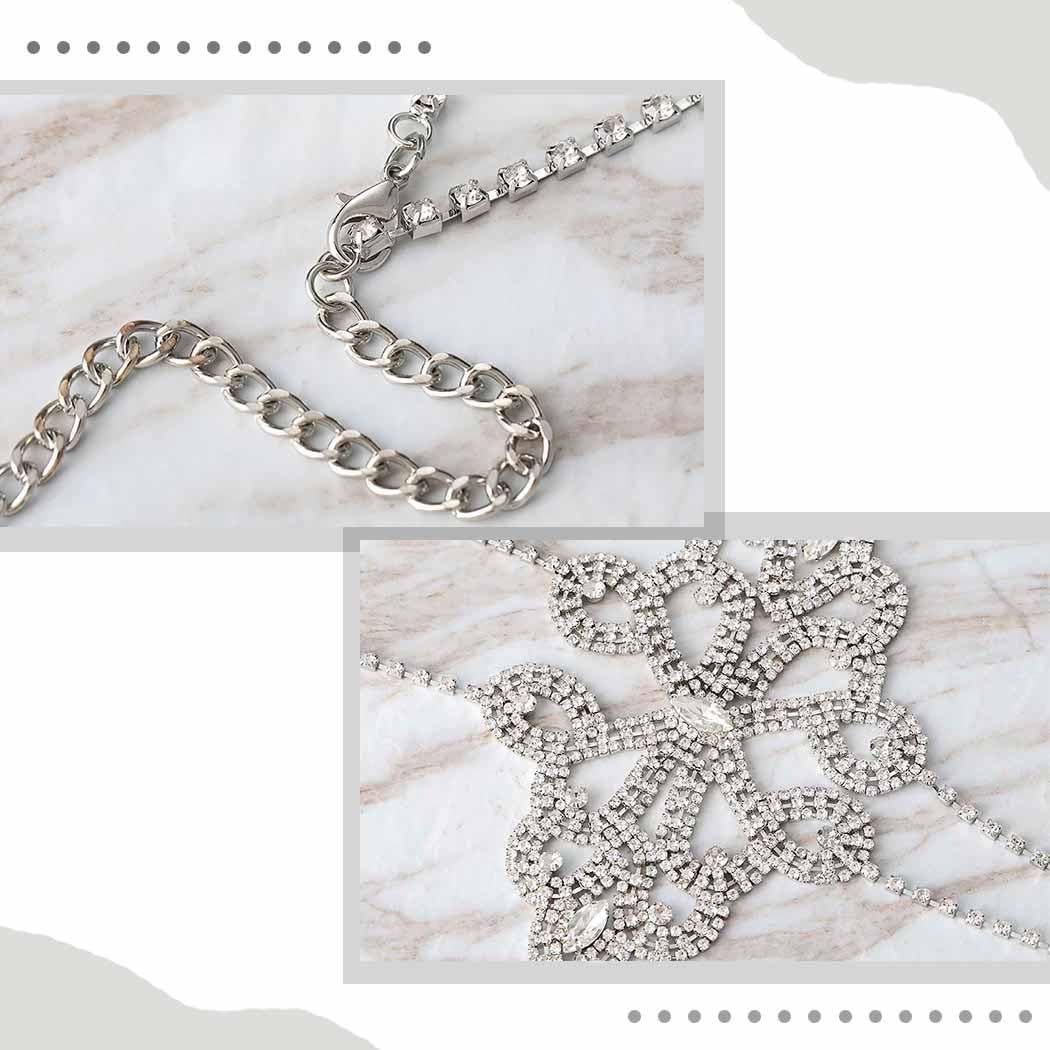 JEWEKY Rhinestone Bra Chain Silver Chest Chain Jewelry Top Rave Body Accessories for Women - Image 6
