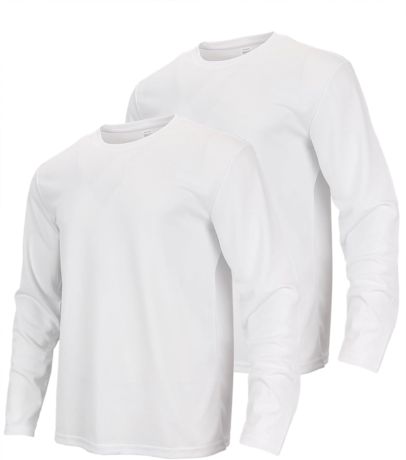 2 Pack Mens Long Sleeve Breathable Tee Shirts Quick Dry Athletic Moisture Wicking Polyester Running Classic Workout T-Shirts