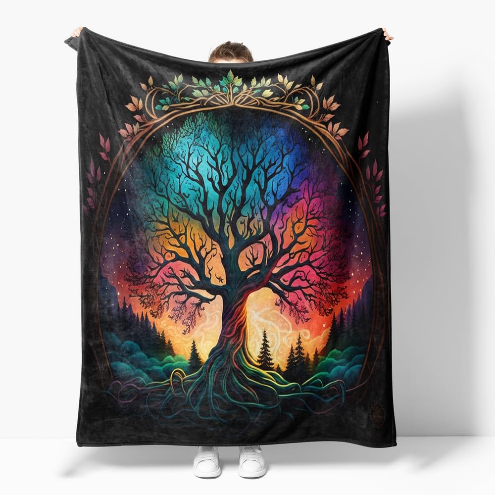 Reateforin Tree of Life Throw Blanket Soft All Season Fleece Blanket Sofa Bed Lightweight Blanket Print Cute Stuff for Men and Lovers Super Soft and Comfortable Warm Flannel Throw Blanket Sofa 50"x60" — image 1