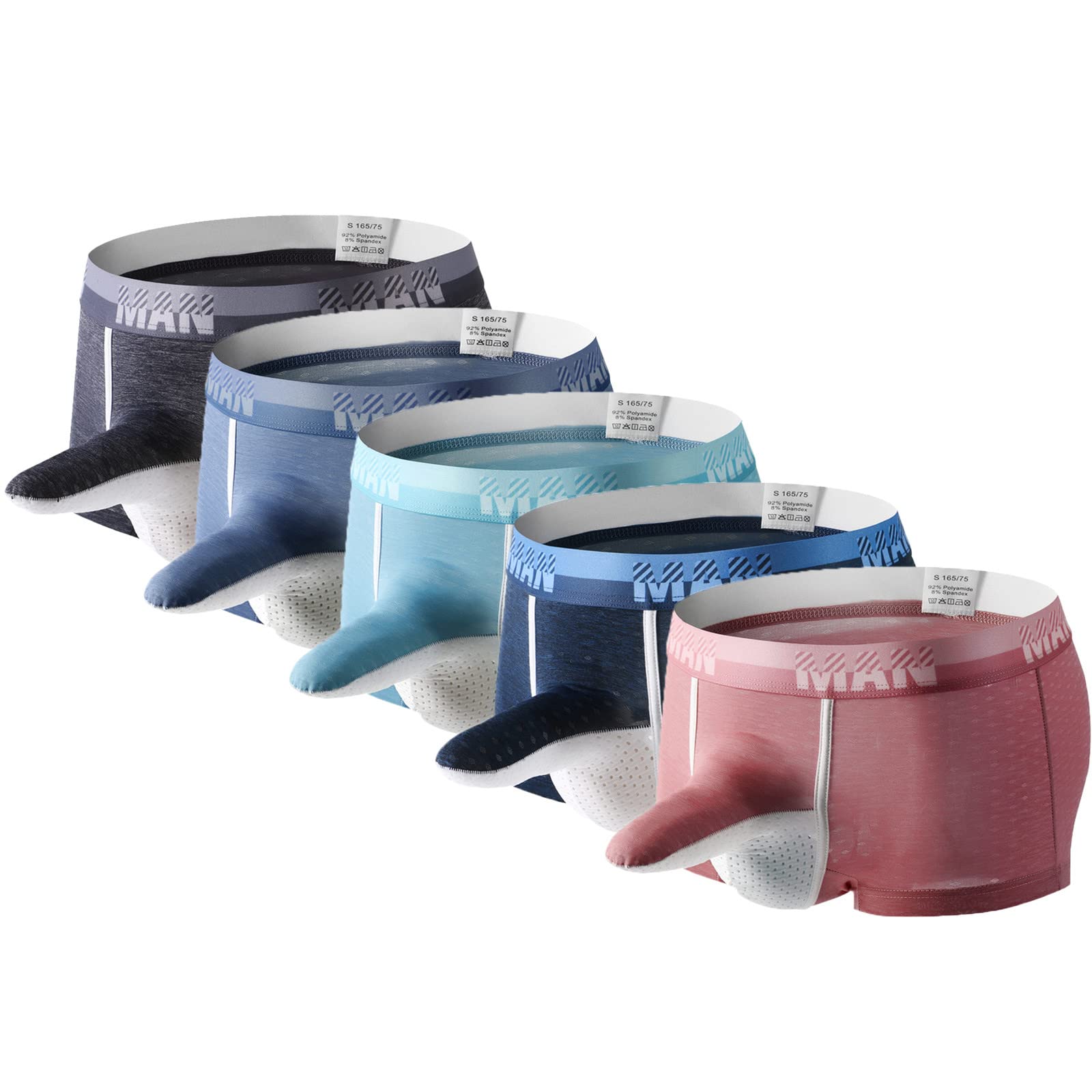 Men'S Micro Mesh Briefs Elephant Boxer Shorts Men Breathable Underwear With Contoured Pouch Modal Athletic Underpants Bulge Pouch Sporty Panties Enhancing Separate Pouch Boxer Briefs