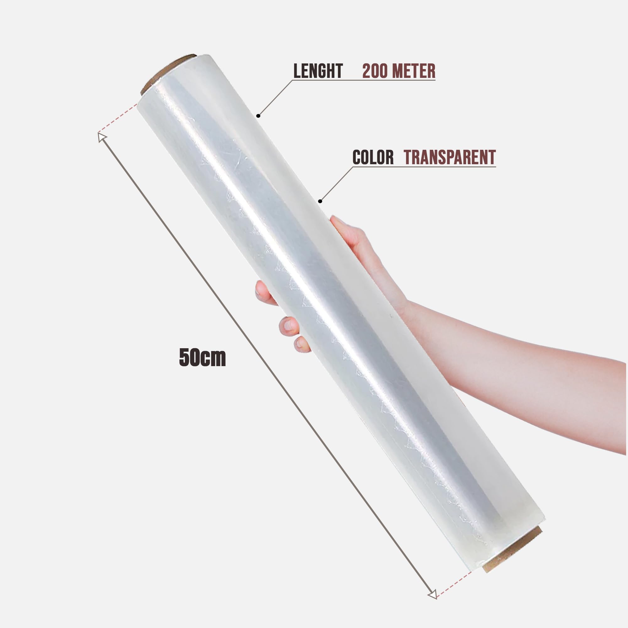 Rollo de celofán transparente para embalaje de manualidades, apto para alimentos, palés, ramo, floristería, papel de envoltura transparente (500 mm x 200 m x 23 mic, paquete de 9)