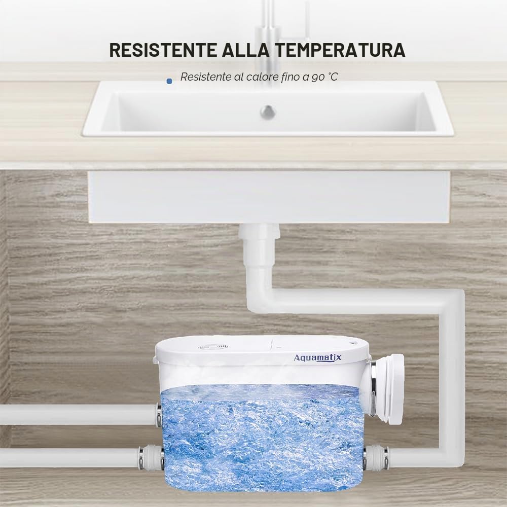 Aquamatix Silencio S Trituratore Pompa Maceratore 400W Sistema di Sollevamento 145L/min per WC sospeso 3 ingressi 8m Distanza di pompaggio verticale con Filtro a carbone