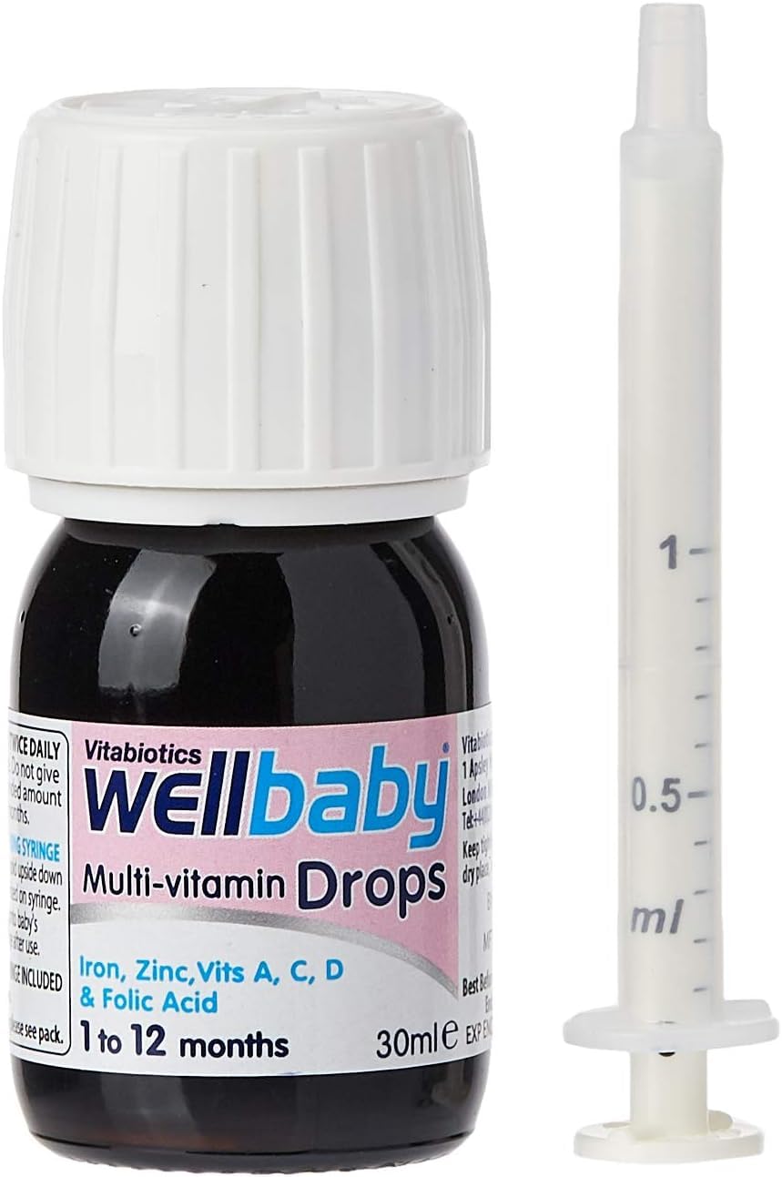 Vitabiotics Wellbaby Multivitamin Drops 30ml Liquid Multivitamin for Infants and Toddlers 6 Months to 4 Years with Vitamin D, A & C, Great-Tasting Daily Drops