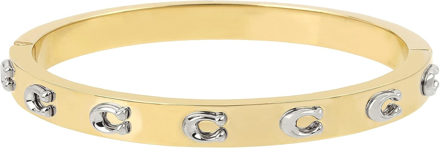 COACH Women's Pegged C Logo Hinged Bangle Bracelet