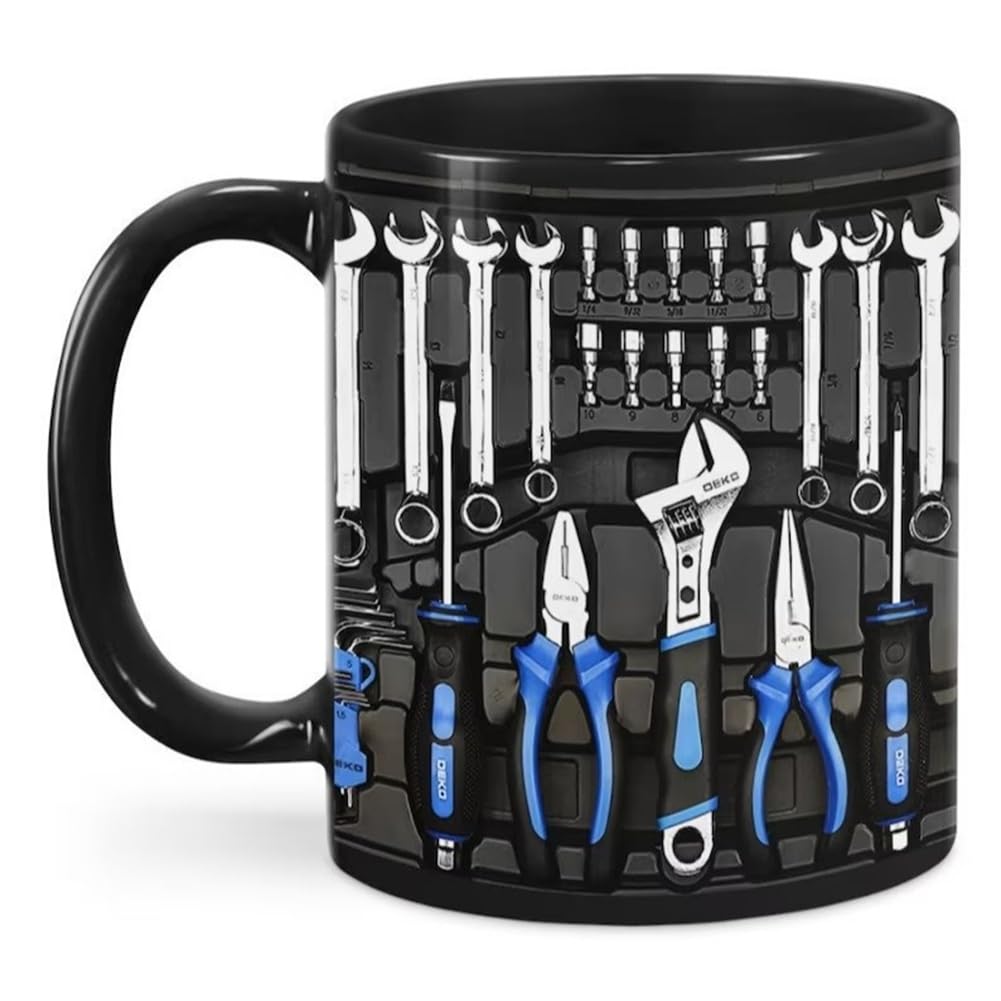 CTRLZS Toolbox Set Mug Funny Coffee Cup for Mechanics Large Capacity Ceramic Tea Mug for Beer Whiskey Water Soup Easy to Use B