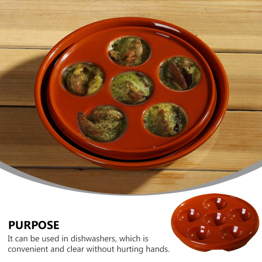Uonlytech Keramik Schneckenschale – 6 Löcher, 21x14x5 Cm, Rot – Für Escargot Im Restaurant Oder Zuhause
