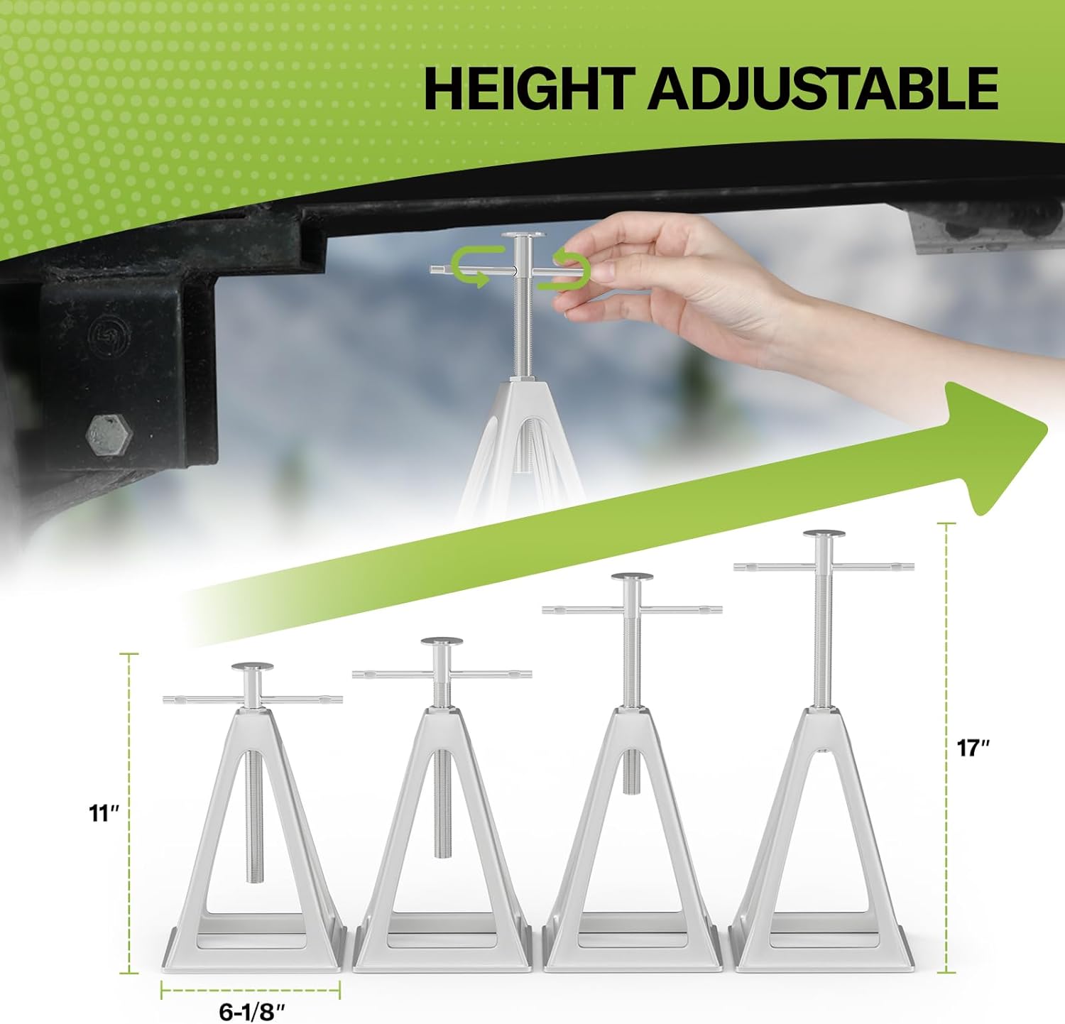 RVMATE Stack Jack 4 Pack, for RV, Camper and Trailer Stabilization, Aluminum RV stabilizer, Adjustable from 11 inch to 17 inch