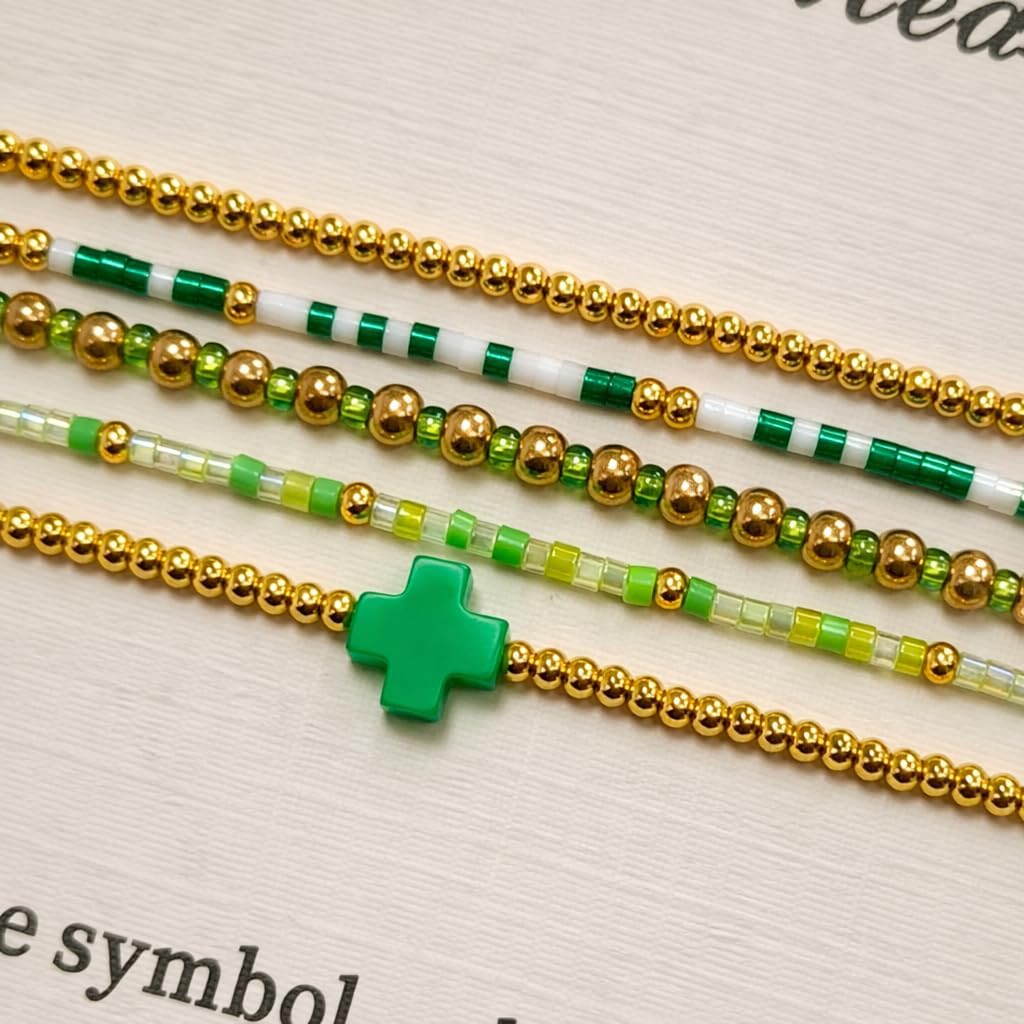 Gold Beaded Cross Bracelet for Women, 14K Plated Adjustable Stackable Dainty Bracelets, Non Tarnish Fashion Jewelry Set Gifts for Women Birthday Friendship - Image 5
