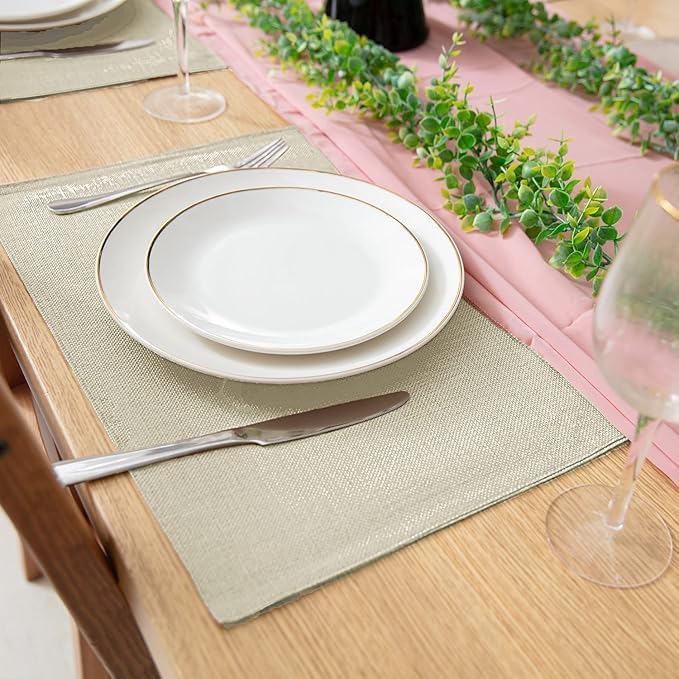 Placemats 8 Pcs Heat Resistant Table Protector, No Ironing, Wrinkle Free, Washing Machine Washable, Dryer Safe, Non-Slide Place Mats (Beige) - Image 4