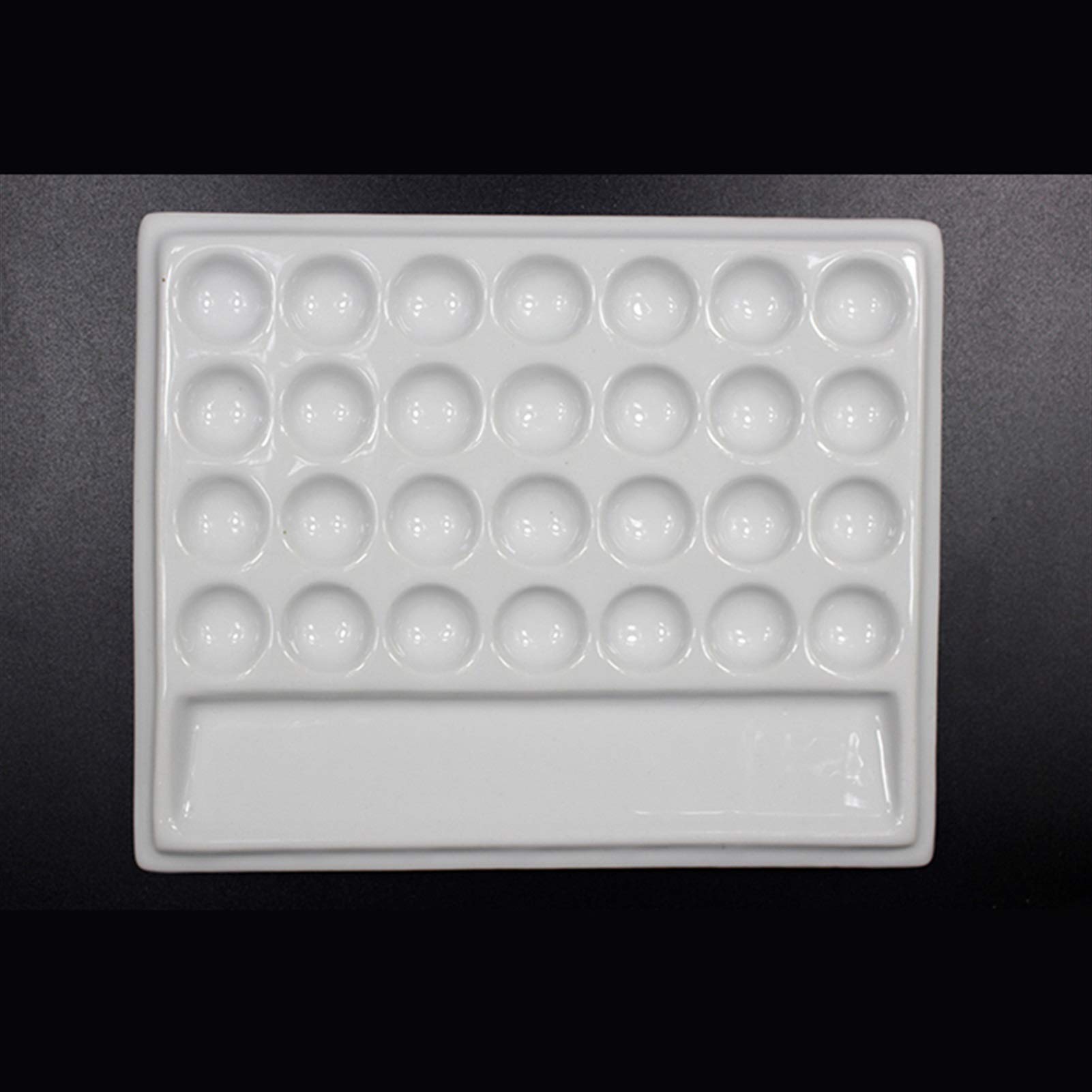 Paleta rectangular de cerámica, paleta de acuarela, paleta de porcelana blanca, edición limitada, hecha a mano de porcelana blanca