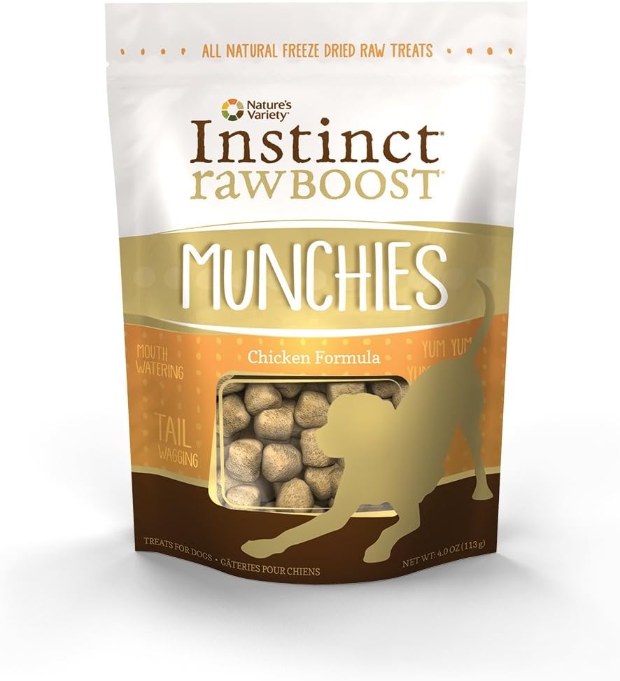Instinct Raw Boost Grain Free Chicken Formula Freeze Dried Munchies Dog Treats by Nature's Variety, 4 oz. Bag