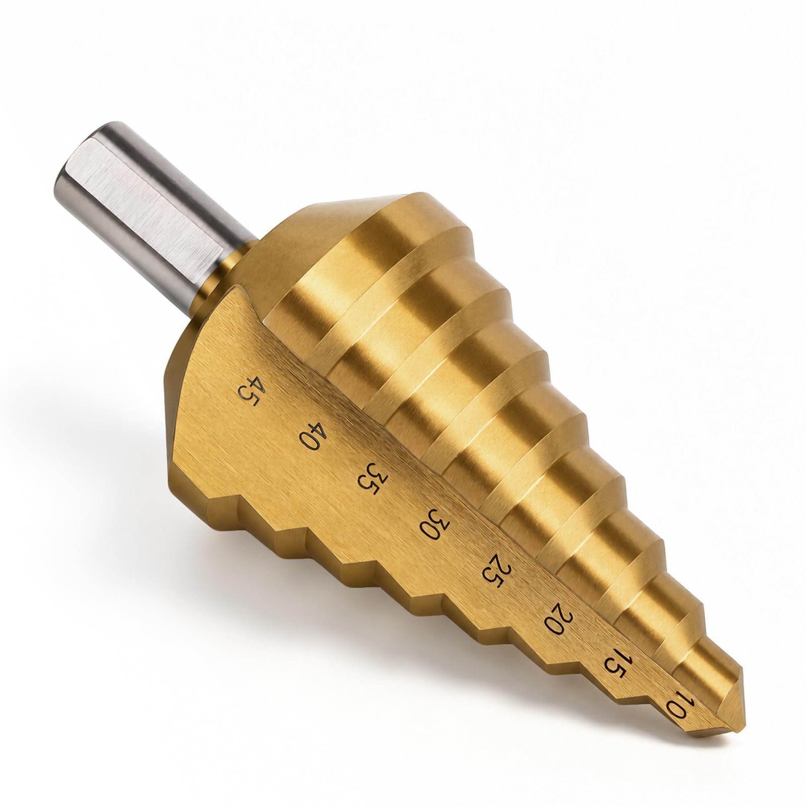 ERWEY Broca escalonada HSS TIN 10 – 45 mm, accesorio de broca cónica, broca peladora, fresa multietapa