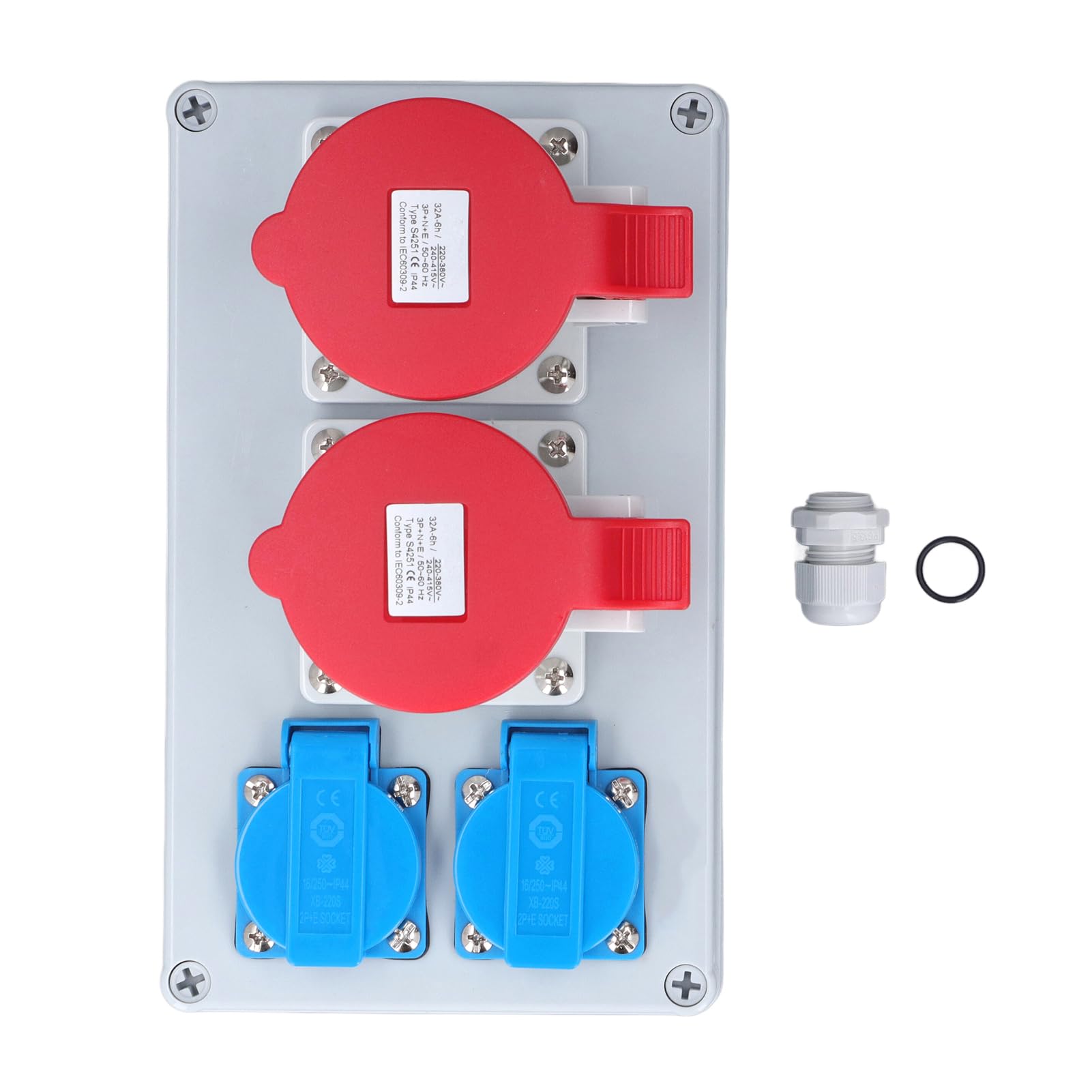Generic Distributeur de Prise Murale Robuste CEE, étanche IP44, pour Garages, Applications Extérieures, avec 2 Prises AC 250V 16A et 2 Prises 5P 32A