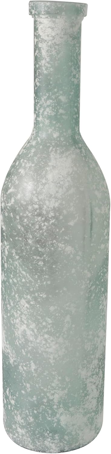 Deco 79 Recycled Glass Handmade Decorative Vase Frosted Spanish Bottle Centerpiece Vase, Flower Vase for Home Decoration 7" x 7" x 29", Clear