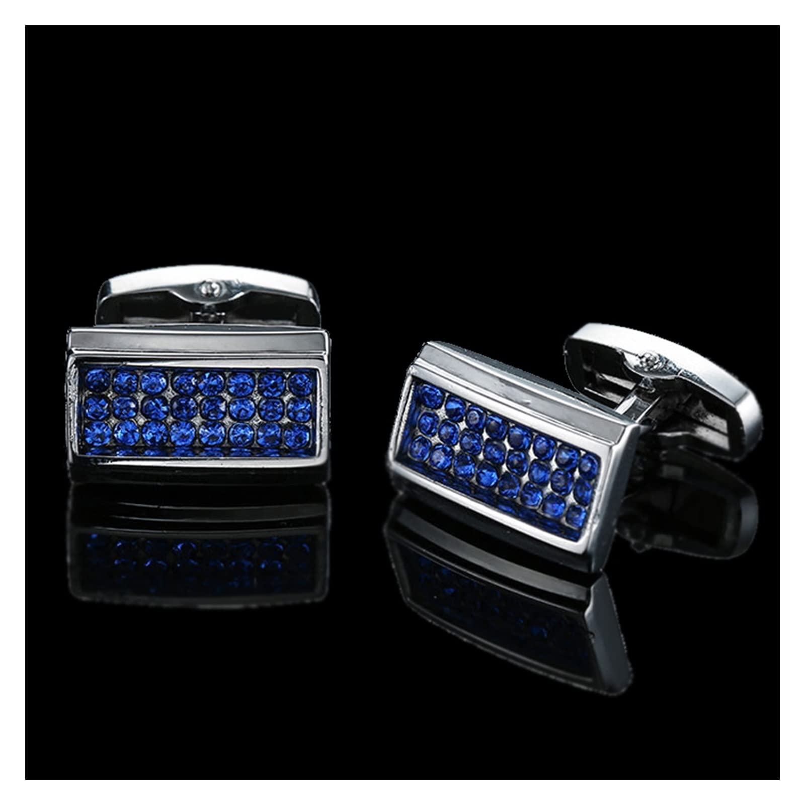 Anzug Manschettenknöpfe Männer Manschettenknöpfe Blauer Kristall Manschettenknopf Hemd Manschetten Anzug Zubehör Hochzeit Schmuck Hemd Manschettenknöpfe (Metal Color : 20)