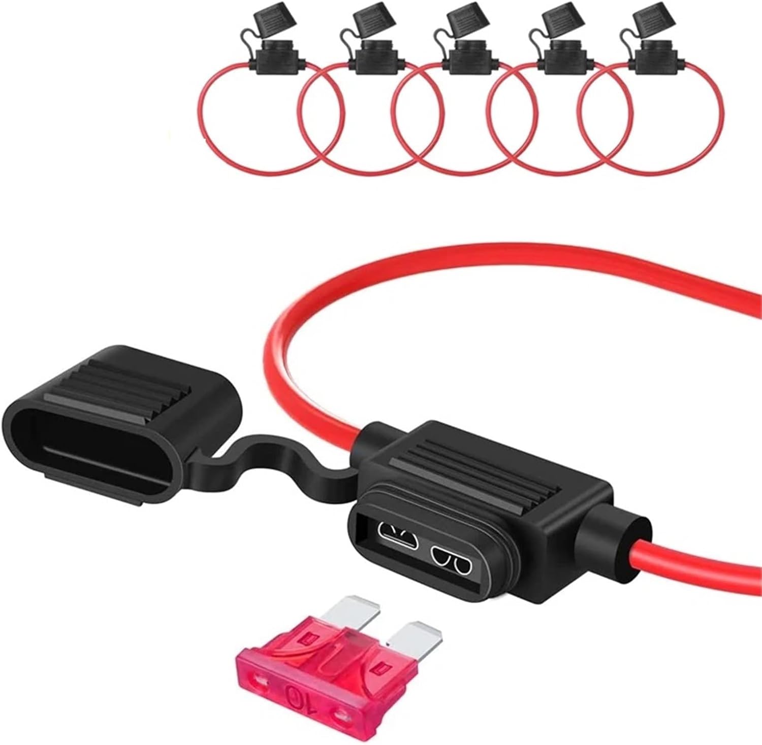 5Pcs 14AWG Car Mini Fuse Box Blade Type in Line Fuse Holder Waterproof for 2V 30A Car Motorcycles Wire Cutoff Switch Socket