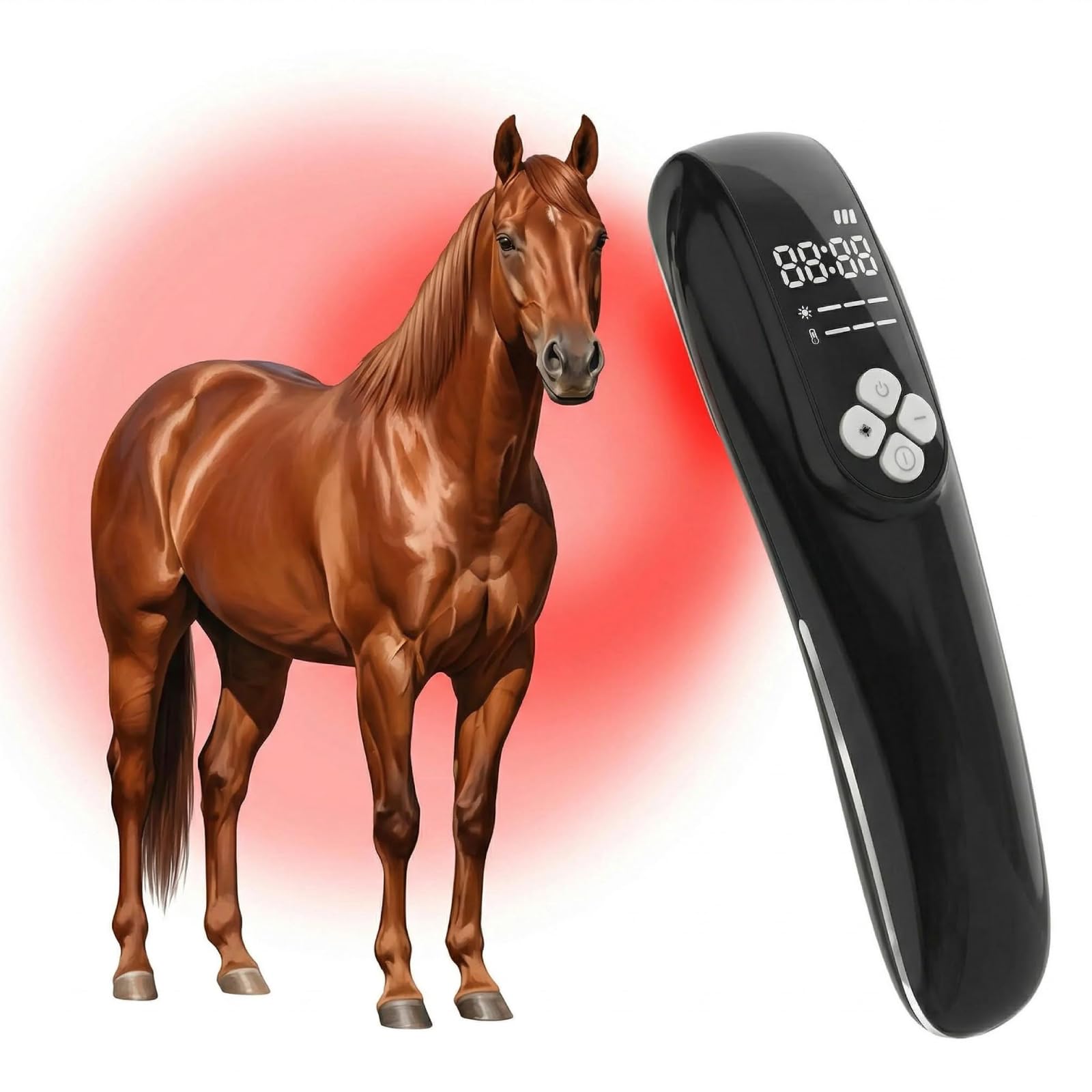 iKeener Pet/Vet Therapy Device,Cold Laser Therapy Relieves Joint Pain Animals,Portable Red Light Hand Therapy Device,for Horses,Dogs,Cats & Others (12 * 650nm+4 * 808nm)