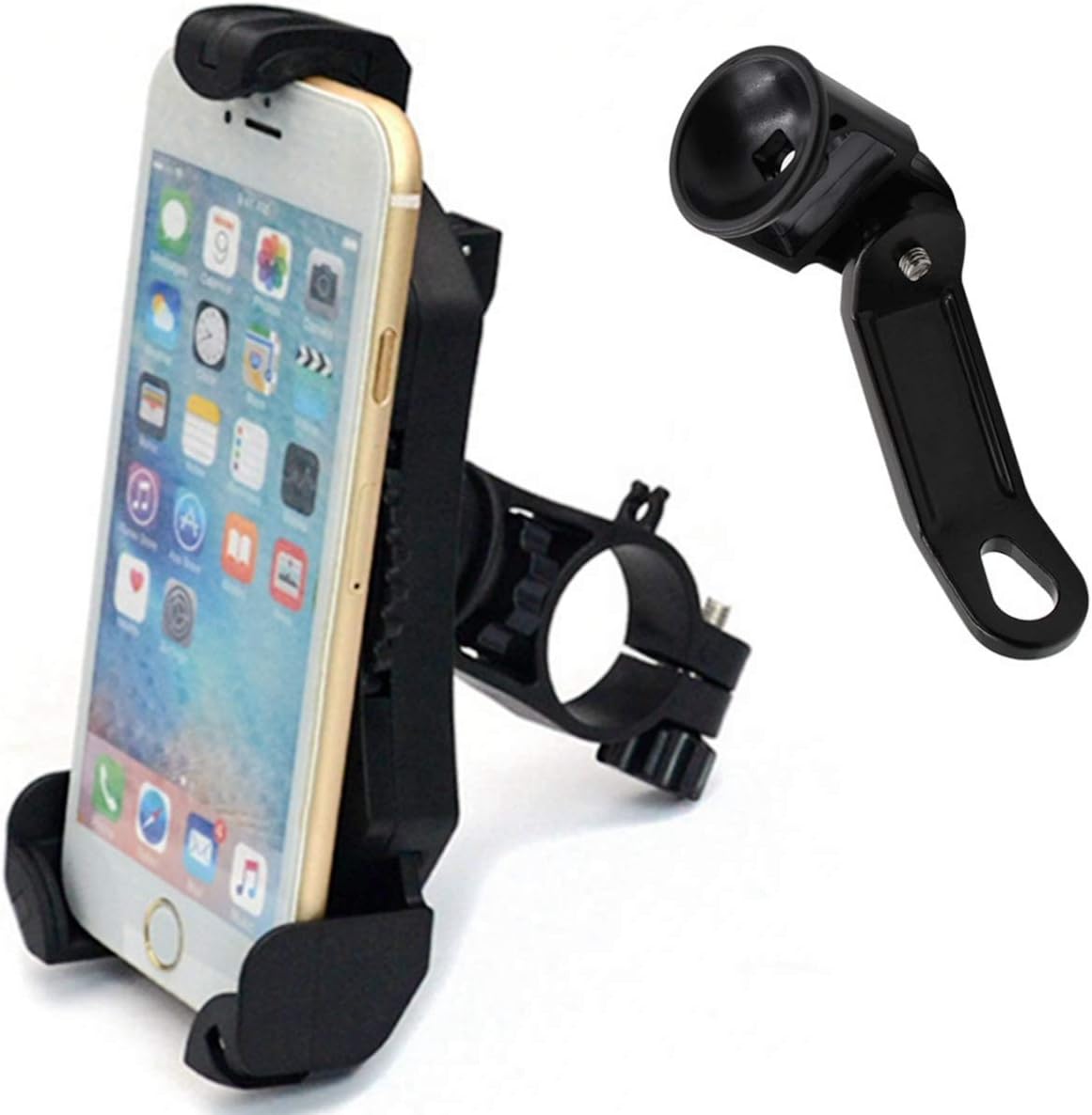 Motorcycle Phone Holder, Universal Cell phone Holder Mount Bracket Stand for Motorcycle,Scooter,Bike,Bicycle Fits Most Mobile Smartphones on Handlebar / Mirror Base,Adjustable 360 Swivel Black