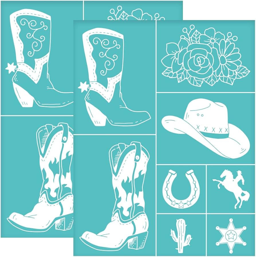 stencils-crafts-templates-scrapbooking-western-cowboy-stencil-1-a4-mylar-ebay