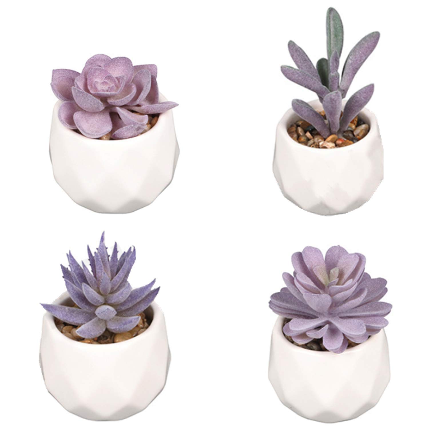 quancheng 4 Pieces Artificial Succulents Outdoor Plants Set with Pots Artificial Plants Bathroom Table Decoration Home Balcony Office Decoration