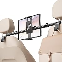 Vista 1 de Car Headrest Tablet Holder [Dual-Clamp Stability][360° Adjustable] Back Seat iPad Mount for Kids Road Trip, Compatible with 4.5–16.5" iPad