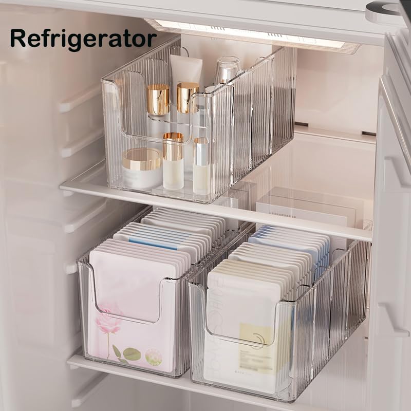 Miniatura 6 de Paquete de 2 organizadores de maquillaje acrílico extra grueso con separadores extraíbles, almacenamiento de baño impermeable para máscaras de