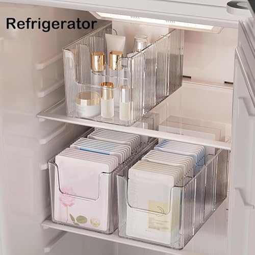 YIEZI Clear Acrylic Adjustable Dividers Makeup Organizer Box - Transparent Large Capacity Skincare Storage for Sheet Masks, Cosmetics, Bathroom & Vanity - Image 5